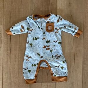 Carhartt Kids' Nature Print Blue and Brown Footie